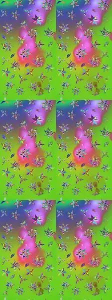 Çiçekler suluboya tarzında yeşil ve mor renklerde. Yeşil ve menekşe rengi çiçekli çizim deseni.