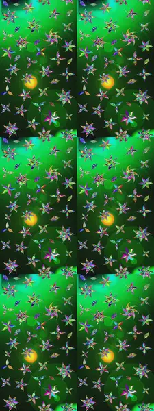 Yeşil ve gri renklere karalamalar çizilmiş çiçek deseni. Raster illüstrasyonu.