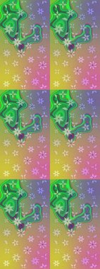 Raster düz çiçek çizim deseni. Hediye ambalaj kağıdı, tebrik kartları, posterler ve pankart tasarımı. Yeşil ve nötr renkte çiçekler.