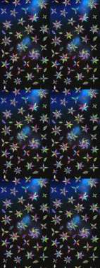 Düz Çiçek Elementleri Tasarımı. Raster illüstrasyonundaki çiçek desenli çizim. Gri ve mavi renkte çiçekler. Renkli Bahar Teması çizim şablonu.