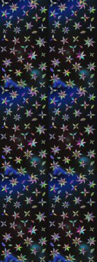 Gri ve mavi renkte çiçekler. Raster illüstrasyonunda çiçek deseni çizimi.