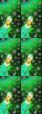 Raster deseni. Süslü kumaş deseni. Çiçekli çiçek deseni, suluboya..