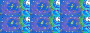 Çiçek deseni. Chichi 'nin kumaş kalıbını çiz. Raster illüstrasyonu. Düz Çiçek Elementleri Tasarımı. Renkli Bahar Teması çizim şablonu.