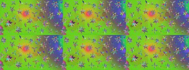 Düz Çiçek Elementleri Tasarımı. Güzel çiçek deseni. Yeşil ve mor renkli çiçekler. Renkli Bahar Teması çizim şablonu.