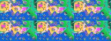 Raster çiçekleri klasik tarzda çizilmiş. Çiçekli yumuşak bir eskiz şekli. Yumuşak, bahar çiçekleri mavi ve yeşil renklerde. Raster illüstrasyonu.