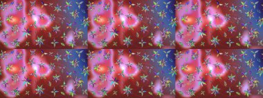 Sevimli çiçek raster deseni. Düz Çiçek Elementleri Tasarımı. Renkli Yaz Temalı eskiz kalıbı. Modaya uygun kumaş deseni.