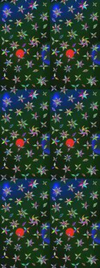 Küçük çiçekte güzel bir desen. Küçük renkli çiçekler. Moda baskıları için zarif bir şablon. Motley illüstrasyonu. Robot resim. Çiçekli yaz çiçekleri.