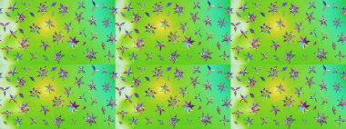 Yeşil ve nötr renklerde çiçekler. Raster illüstrasyonunda çiçek deseni çizimi.