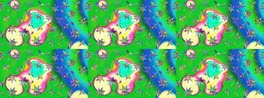 Parmak izi, kumaş, duvar kâğıdı, tekstil için raster dokusu. Nakış desenli çiçek deseni. Renkli grunge, koyu yeşil ve mavi çiçeklerle soyut arkaplanı zenginleştir.