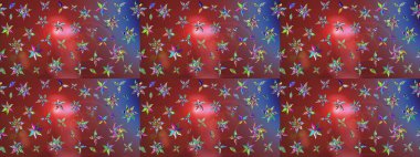 Kumaş desenli papatya çiçeği detayı. Kahverengi ve kırmızı renkte çiçekler.