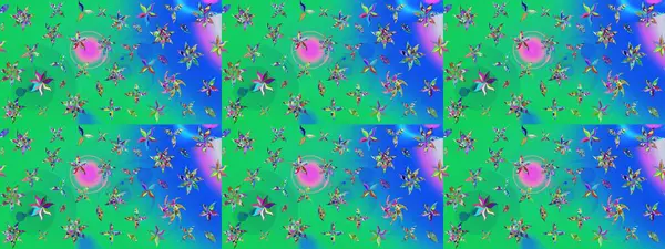 Hediye ambalaj kağıdı, tebrik kartları, posterler ve pankart tasarımı. Raster düz çiçek çizim deseni. Yeşil ve mavi renkte çiçekler.