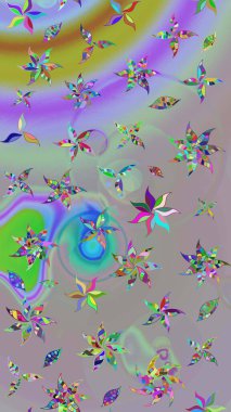 Raster illüstrasyonundaki çiçek desenli çizim. Suluboya tarzında gri ve nötr renkte çiçekler.