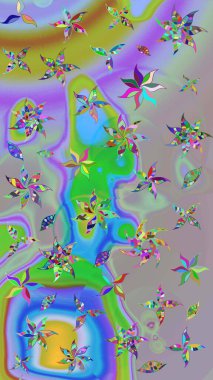 Tekrar eden çiçek arkaplanı, zarif nötr ve mavi çiçek duvar kağıdı. Tarafsız ve mavi renkler üzerine çiçek desenli çizimler, el yapımı papatyalar, papatyalar..