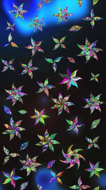 Modern çiçek arkaplanı. Moda baskıları için zarif bir şablon. Halk tarzı. Parlak renkli çiçekleri ve gri ve mavi renkte yaprakları olan muhteşem bir çiçek deseni..