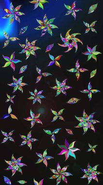 Yaprak ve çiçeklerin suluboya resimleri, gri ve mavi renkler üzerine çizimler. Raster illüstrasyonu. Gri ve mavi renkte bahar çiçekleri.