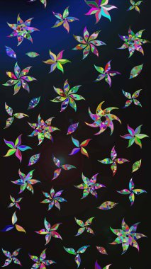 Raster illüstrasyonu. Çiçekli karalama şeklinde Raster çiçek deseni. Gri ve mavi renkte bahar çiçekleri.