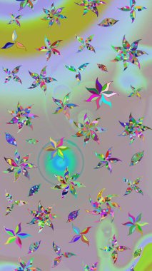 Eski usul. Raster illüstrasyonu. Renkli desenli eskiz deseni nötr ve gri çiçekler ve dekoratif elementlerle. Kumaş, tekstil, duvar kağıdı baskısı için. Taslak arkaplan.