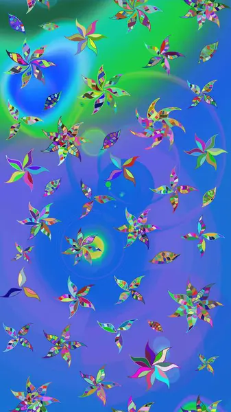 Çiçek kolajı. Doğa. Çiçek kompozisyonu. Çiçek arkaplan. Küçük çiçekte güzel bir desen var. Raster deseni. - Mavi ve mor çiçekler.