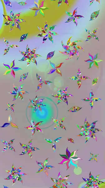 Raster güzel kumaş deseni çiziyor. Düz Çiçek Elementleri Tasarımı. Çiçek deseni. Renkli Bahar Teması çizim şablonu.