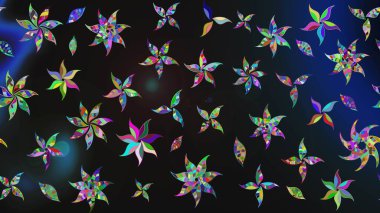 Gri ve mavi renkte çiçekler. Raster illüstrasyonunda çiçek deseni çizimi.