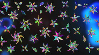 Eskiz arkaplan modeli. Raster illüstrasyonu. Gri ve mavi renkte yaprakları olan yabani çiçekler. Suluboya, elle çizilmiş.