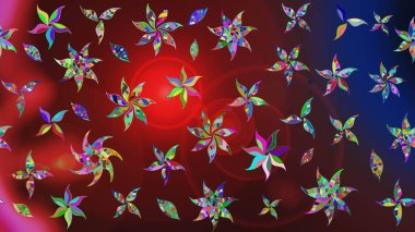 Çiçek desenli eskiz, darbeler, sıçramalar, yaz çiçekleri. Kırmızı ve kahverengi renkte çiçekler. Raster illüstrasyonu.