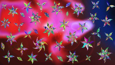 Küçük renkli çiçekler. Kırmızı ve kahverengi çiçekli bahar çiçekleri. Küçük çiçekte güzel bir desen. Motley illüstrasyonu. Moda baskıları için zarif bir şablon.