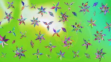 Çiçekli karalama şeklinde Raster çiçek deseni. Yumuşak, yaz çiçekli arka plan. Yeşil ve nötr renkte çiçekler.