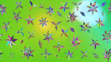 Çiçekli karalama şeklinde Raster çiçek deseni. Yumuşak, bahar çiçekli arka plan. Yeşil ve nötr renkte çiçekler.