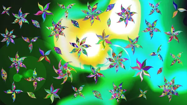 Motley illüstrasyonu. Moda baskıları için zarif bir şablon. Çiçekli bahar çiçekleri. Küçük çiçekte güzel bir desen. Küçük renkli çiçekler. Çizim.