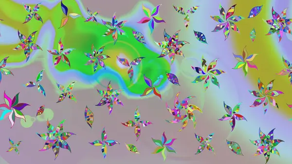 Raster illüstrasyonu. Tarafsız ve yeşil renklerde zarif çiçek buketi suluboya. Renkli Bahar Teması eskiz kalıbı. Düz Çiçek Elementleri Tasarımı.