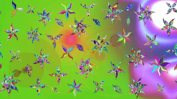 Güzel kumaş deseni. Raster suluboya çiçek deseni, narin çiçekler, yeşil ve menekşe çiçekleri, tebrik kartı şablonu.