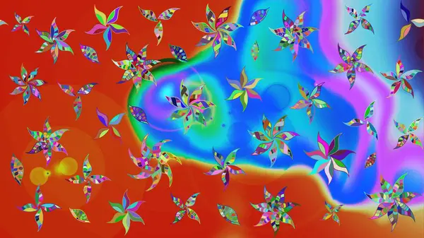 Raster. Güzel suluboya çiçekler, parlak resimler ilham verici ve kırmızı çiçek desenli eskiz arka planı..