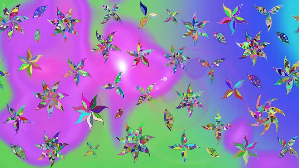 Modern, menekşe rengi ve yeşil raster arkaplan duvar kâğıdı çizgisi, desenli desenli desenli çiçekler, çiçekli süsler. Çiçekli el çizimi çizimi deseni.