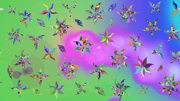 Renkli Bahar Teması eskiz kalıbı. Düz Çiçek Elementleri Tasarımı. Raster illüstrasyonundaki çiçek desenli çizim. Güzel kumaş deseni.