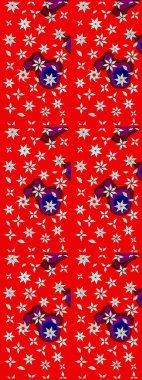 Raster illüstrasyonu. Raster deseni. Küçük çiçekteki sevimli çiçek deseni. Soyut çiçek çizim kalıbı arka planı. Kırmızı ve nötr renklerde.