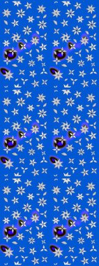 Çiçek desenli raster, mavi ve nötr çizgi grafik desenli soyut raster arkaplan. Modern stil dokusu.