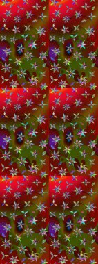 Klasik taslak çizimi. Çiçek kırmızısı ve kahverengi çizim deseni. Raster çiçek izi..