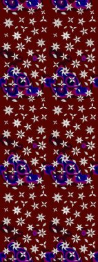 Raster illüstrasyonu. Kibar, yaz çiçekleri kırmızı ve kahverengi renklerde. Küçük çiçekteki sevimli çiçek deseni. Raster deseni.