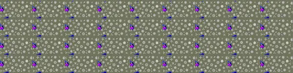 Raster Floral Illustration, Asyalı tekstil. Yeşil ve beyaz renkli etnik çiçeklerle zarif bir eskiz deseni.