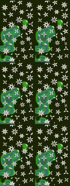 Hediye ambalaj kağıdı, tebrik kartları, posterler ve pankart tasarımı. Gri ve yeşil renkli çiçekler. Raster düz çiçek çizim deseni.