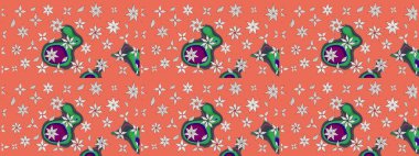 Turuncu ve nötr renklerde parlak çiçekli halı deseni.