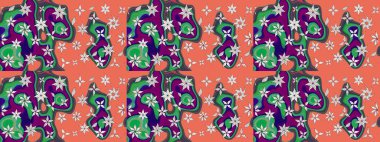 Turuncu ve yeşil renkli çiçekler. Nazik, narin çiçek arkaplanı. Raster çiçek desenli ve çiçekli..