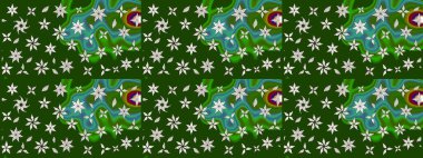 Raster Yumuşak kumaş deseni. Çiçek yeşili ve nötr çizim deseni. Klasik taslak çizimi. Raster çiçek izi..