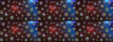 Bir sürü kahverengi ve mavi soyut çiçekli tropik eskiz deseni. Varicolobrown ve Blue Raster çizim çizimi. Küçük çiçekte sevimli çiçek deseni var..