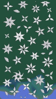 Güzel kumaş deseni. Raster suluboya deseni, narin çiçekler, yeşil ve mavi çiçekler, tebrik kartı şablonu..