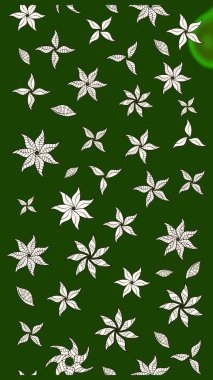 Raster illüstrasyonu. Çiçek desenli çizim. Asya tekstil tarzında. Yeşil ve nötr renklerde çiçekler. Raster illüstrasyonu.