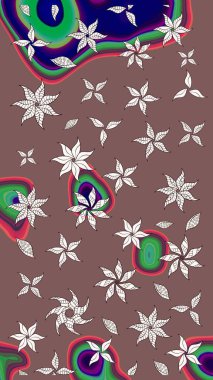 Kahverengi ve nötr renklerde çiçekler. Renkli Yaz Temalı eskiz kalıbı. Düz Çiçek Elementleri Tasarımı. Raster illüstrasyonunda çiçek deseni çizimi.