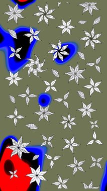 Eskiz arkaplan modeli. Çiçekler yeşil ve nötr. Suluboya, elle çizilmiş. Raster stoku.