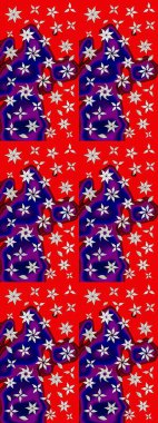 Çiçekli karalama şeklinde Raster çiçek deseni. Kırmızı ve mavi renkte çiçekler. Yumuşak, yaz çiçekli arka plan.